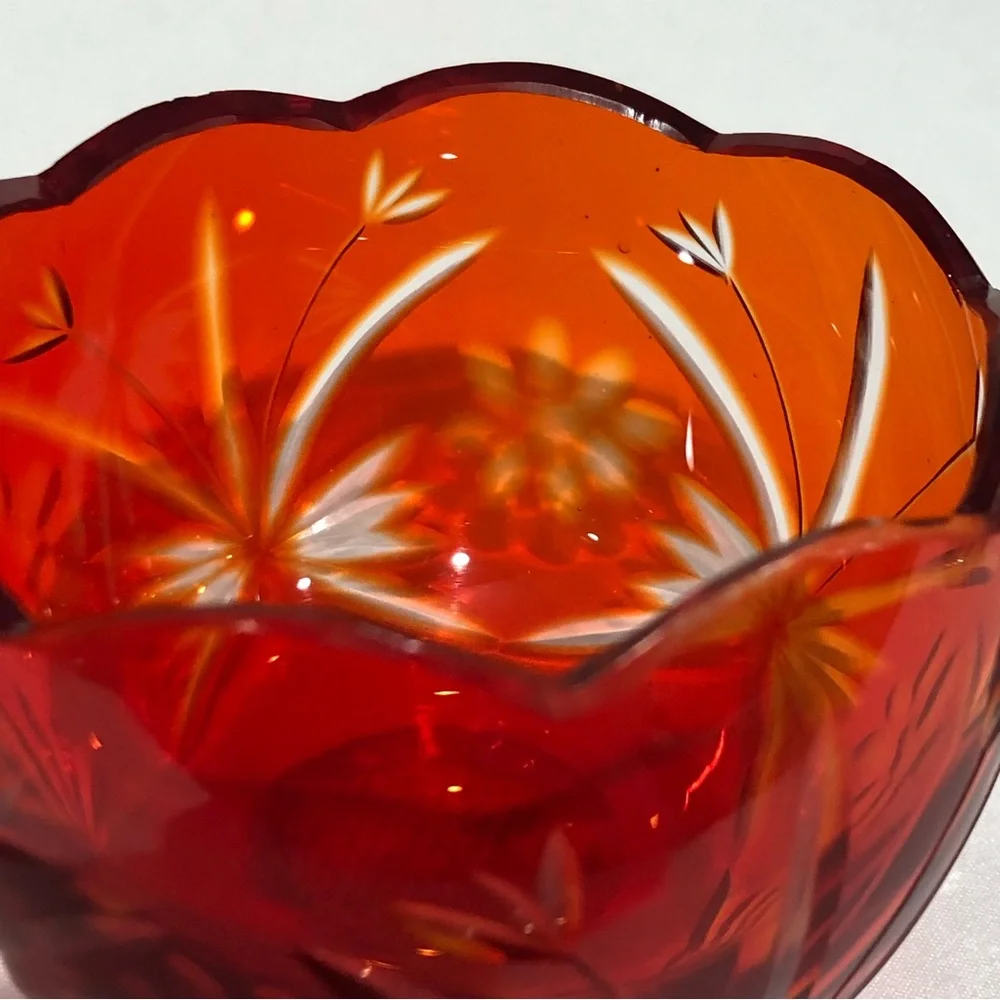 Red & Green Glass Candle Holders Set of 2